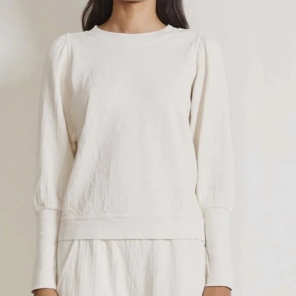 Apiece Apart 100% Organic Cotton Olimpio Sweatshirt Off White Cream Sz XS - Picture 3 of 16